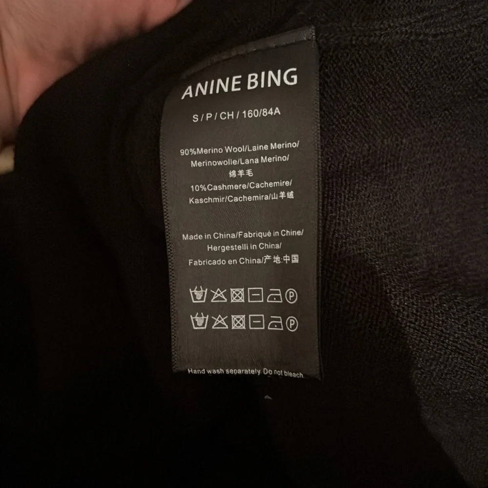 NWT Anine Bing Freja Dress S Wool Cashmere Black Gold Button Sweater Knit Henley - Picture 8 of 11